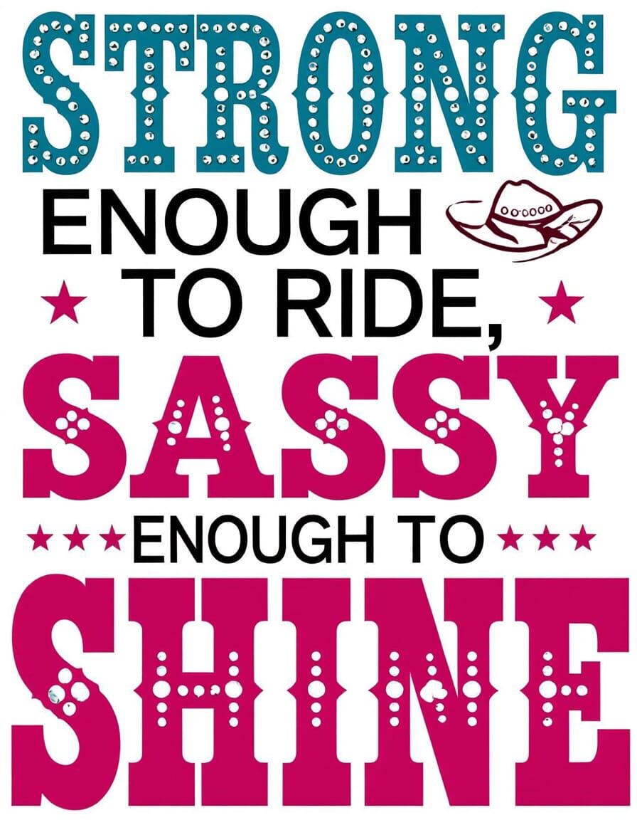 Cowgirl Sayings JPEGs: Strong, Sassy, Sublimation Designs (Set of 5)