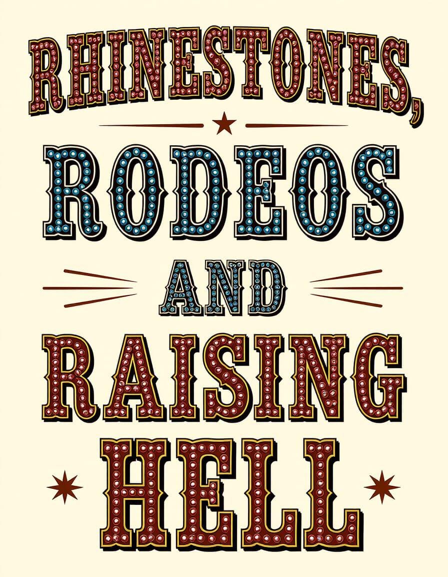Cowgirl Sayings: Rhinestones, Rodeo and Raising Hell (Set of 5) JPEGs for Sublimation