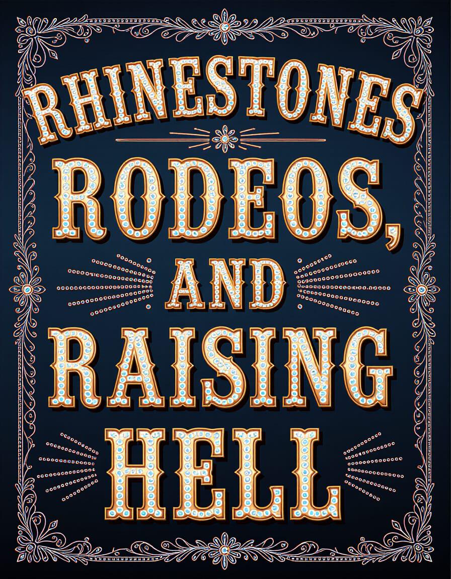 Cowgirl Sayings: Rhinestones, Rodeo and Raising Hell (Set of 5) JPEGs for Sublimation