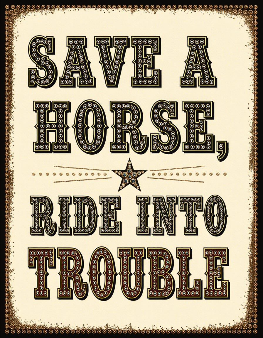 Cowgirl Sayings: Save a Horse Ride Into Trouble (Set of 5) JPEGs for Sublimation